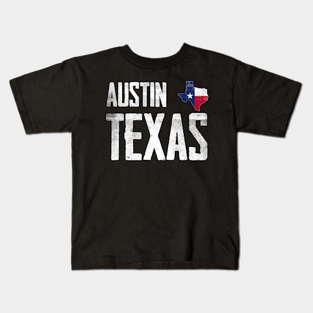 Vintage Austin Texas State Flag Kids T-Shirt by Mash92